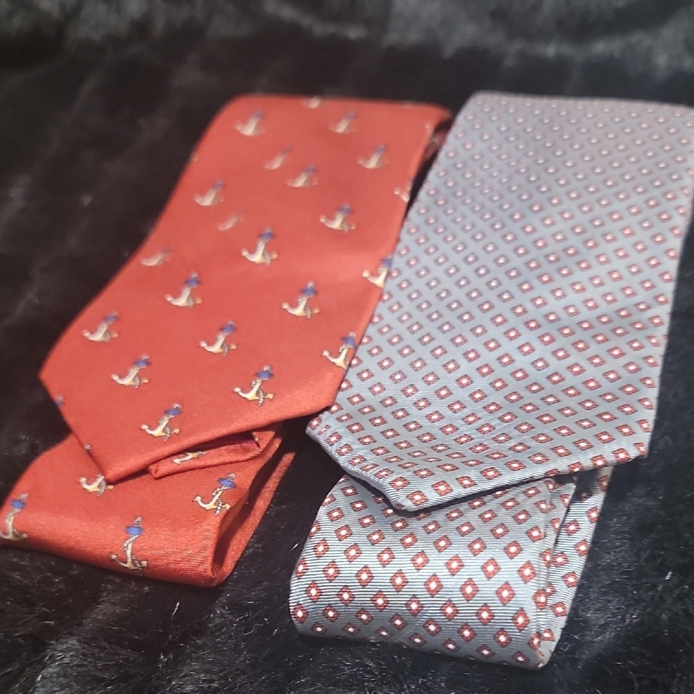 Vintage Late 80s–Early 90s Federico Pio Silk Neckties (2-Tie Bundle) | Made in C